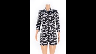 Plus Size Personalized Printing JacketampShorts 2pc Jumpsuit Wholesale JumpsuitsampRompers [upl. by Diskson]