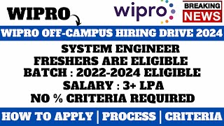 WIPRO OFFCAMPUS HIRING 2024  BATCH 20232025  SALARY  4 LPA  DIOPLOMA HOLDERS CAN APPLY [upl. by Odille681]