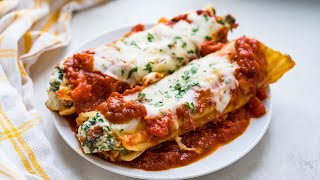 How To Make Baked Spinach and Cheese Stuffed Manicotti [upl. by Crawley]