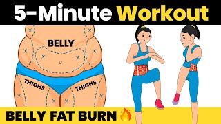 5 Min BELLY FAT BURN 👀 Look in Mirror 👀 Standing Exercises To Lose Belly Fat Fast at Home [upl. by Kowalski]