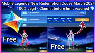 Mobile Legends Redeem Codes March 25 2024  MLBB Diamond Redeem Codes  ML Free Skin Today [upl. by Amaj]