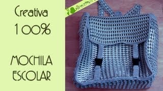 Tutorial Mochila Escolar hecha con anillas de lata parte 1 [upl. by Aikemot]