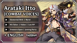 Arataki Itto  All Combat Voice Lines ENGLISH Voice Over  Genshin Impact  M0har1b [upl. by Nosredna819]