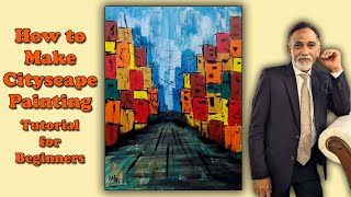 How to Make Cityscape Painting  Creative art techniques  Tutorial for beginners  Abstract Art [upl. by Weissman]