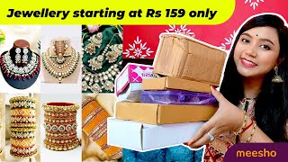 Huge Meesho Jewellery Haul starts ₹159 Necklace set Jhumka Earrings Chuda Set navratri2024 [upl. by Allehcram]