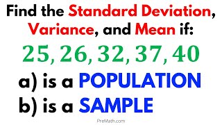 How to Find the Standard Deviation Variance and Mean of a Sample and a Population  Easy Tutorial [upl. by Airetnahs]