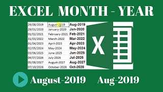 How To Get Month and Year From Date EXCEL Aug2019 [upl. by Vevay]