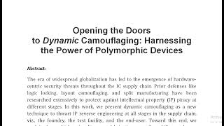 Opening the Doors to Dynamic Camouflaging Harnessing the Power of Polymorphic Devices [upl. by Kind]