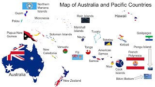 Map of Australia and Pacific Southern States and Countries [upl. by Statis]