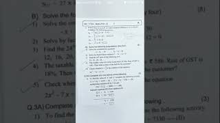 Maths 1 class 10th question paper first semester 2024shorttrending [upl. by Laidlaw]