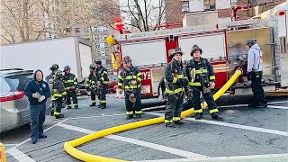 FDNY BOX 1280  FDNY RESPONDING TO amp OPERATING AT A VERY QUICKLY KNOCKED DOWN COMPACTOR ROOM FIRE [upl. by Eelrebmik]