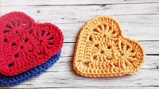 Heart Crochet Tutorial Granny Heart Herz Häkeln Anleitung [upl. by Wilden]