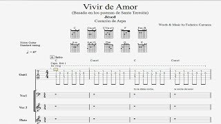 Vivir de Amor Jesed completo Partitura y tablatura [upl. by Brnaba101]