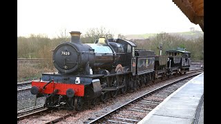 7820 Dinmore Manor departs Totnes Riverside on a ballast train 291223 [upl. by Ishmael]