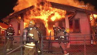 Firefighters Battle Late Night House Fire  VermontSlauson [upl. by Nolyak]