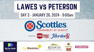 LAWES vs PETERSON  2024 Scotties Tournament of Hearts Presented by RME Day 3 [upl. by Jonell]