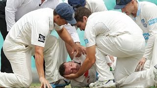 Aus batsmen Phil Hughes in critical condition after being hit by bouncer [upl. by Ellerd]