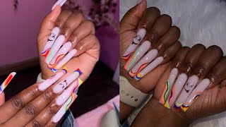 Extra long Acrylic nails  Watch me work  Spring nails [upl. by Cuda696]