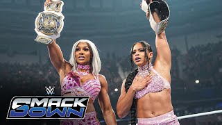 Bianca Belair amp Jade Cargill fight Lash Legend amp Jakara Jackson SmackDown highlights Oct 11 2024 [upl. by Epotimet]