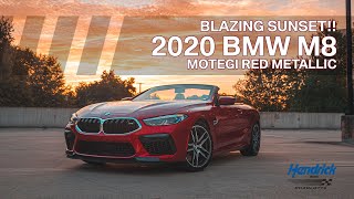 BLAZING SUNSET Motegi Red 2020 BMW M8 Convertible  Hendrick BMW [upl. by Yasnil862]