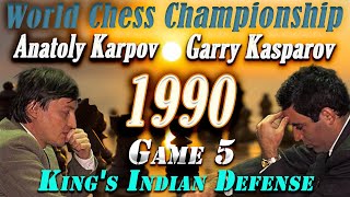 5 Kasparov vs Karpov World Chess Championship 1990  Kings Indian Defense  Game 5 [upl. by Theresita]