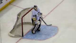 Vokoun and Fleury during pregame warmup at the Penguins  Senators hockey game Part 1 [upl. by Norene759]