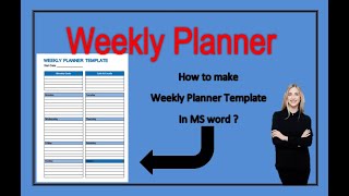 How to make weekly planner in Microsoft word  Simple weekly planner  Microsoft word  Easy planner [upl. by Maje]