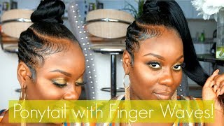 Easy Ponytail with Finger Waved SidesShort Hair Tutorial [upl. by Ralaigh]