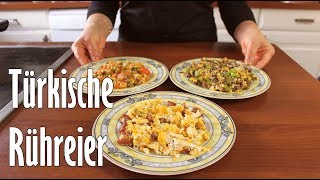 3 ARTEN VON TÜRKISCHEN RÜHREIERN Menemen Rührei mit Sucuk und Hackfleisch  Canans Basics [upl. by Islehc47]