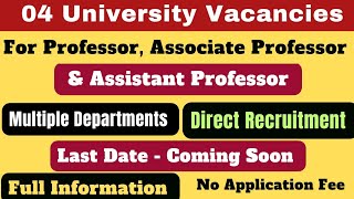 Assistant Professor Vacancy 2024  04 University Vacancies  Associate Professor  Professor  job [upl. by Virgie]