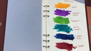 DIAMINE INK Imperial purple Oxblood Aurora borealis Amber Oxford blue Meadow [upl. by Ara]