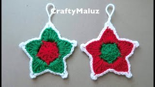 CROCHET TUTORIAL 🎄 ESTRELLA DE NAVIDAD A CROCHET  Estrella tejida adorno Navideño [upl. by Aynor877]