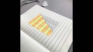 3D Steps in a Hole Drawing  Optical Illusion [upl. by Aicatsal965]