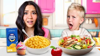 10 Siblings SWAP DIETS for 24HRS 🍎 [upl. by Autrey]