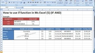 Microsoft excel training  Excel if function 5 IF AND [upl. by Nylhtiak688]