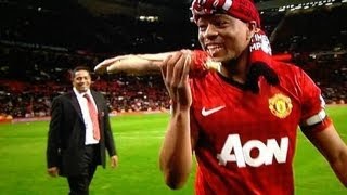 Patrice Evra Biting inflatible hand  Imitating Suarez [upl. by Annuahsal]