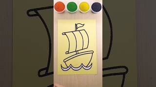 Sand painting Ship art sandart shorts kidscoloring [upl. by Anileve]