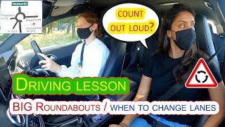 Driving Lesson On Big Roundabouts  Count The Exits Out Loud  How To Position [upl. by Neelehtak]