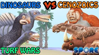 Dinosaurs vs Cenozoic Beasts Turf War  Dino vs Cenozoic S1  SPORE [upl. by Sokin]