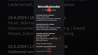 Mondkalender 17 – 2362024 astrologie DeinAstroCoach mondkalender [upl. by Aibat]