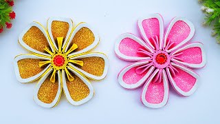 Eva Foam Paper Flower Making  DIY Flower From Glitter Foam Sheets  Homemade Christmas Craft [upl. by Dewar]