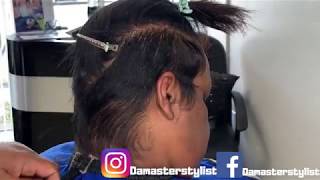 Virgin relaxer and cut Extreme cowlicks [upl. by Mchail]