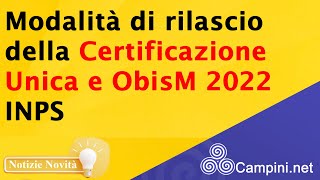 ⚠️ INPS Certificazione Unica 2022 ❗ Direttamente da casa ✅ CU e ObisM 2022 ⚡ [upl. by Asira623]