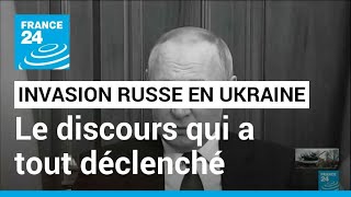 Opération militaire russe en Ukraine  retour sur le discours qui a déclenché la guerre [upl. by Lacram]