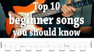 Top 10 fun quoteasyquot guitar songs you should know with TABS [upl. by Stacee]