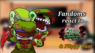 Fandoms react to Flippy Flipped out FNF amp Flippy Past [upl. by Idolla]