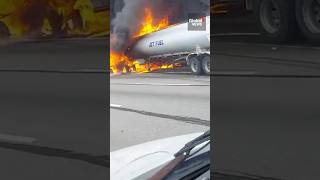 1 killed truck driver in hospital after fiery tankertruck crash shuts down I70 in Colorado [upl. by Latsirc]