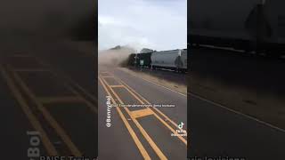 BNSF FREIGHT TRAIN DESTROYS TRUCK in Louisiana [upl. by Plate689]