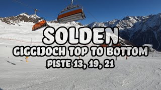 Solden Giggijoch Top to bottom  piste 13 19 21  Snowboard [upl. by Atteragram769]