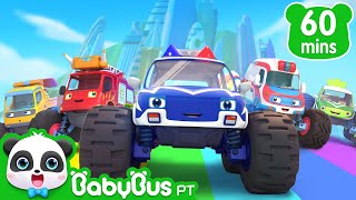 🐼 Músicas Infantis  Cinco Super Carros para Ajudar  Super Carro  Carro Desenho  BabyBus PT [upl. by Akinorev]